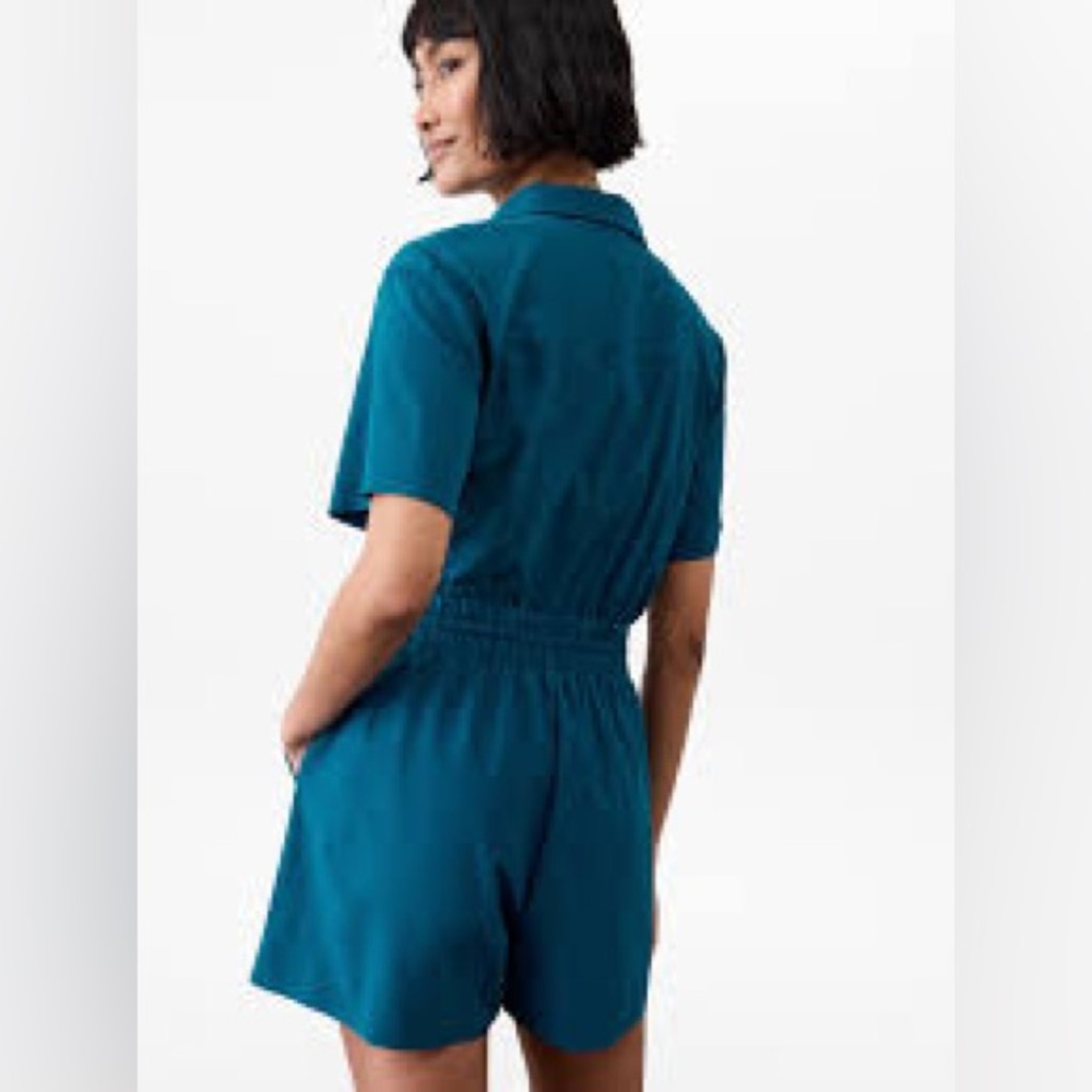 Athleta Avenue Romper Coastal Teal Medium Tall NWT NEW Sold Out